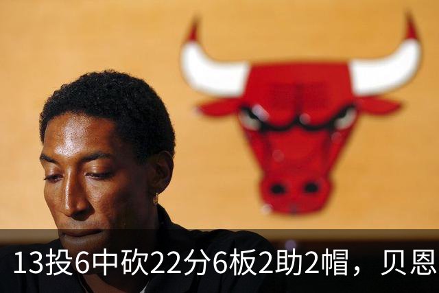 13投6中砍22分6板2助2帽，贝恩正负值+8助魔术胜尼克斯